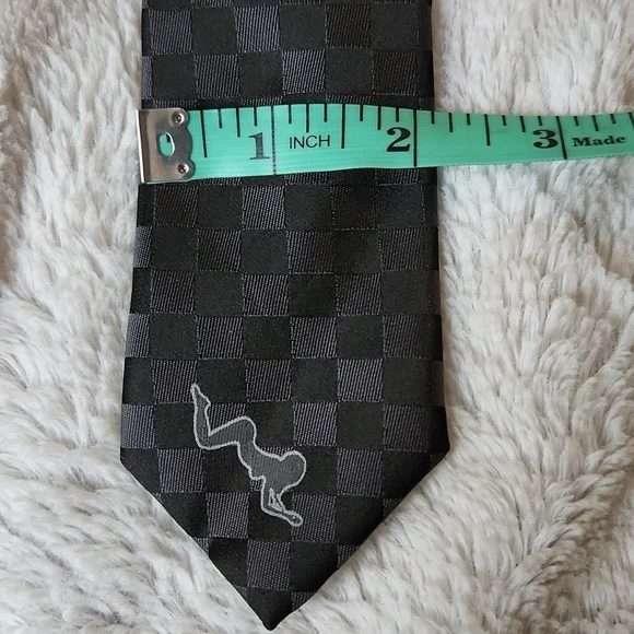 Blue Guru Black Checkered Skinny Tie - Picture 5 of 8